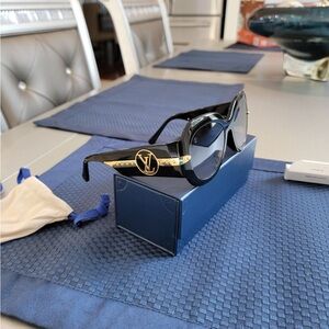 Louis Vuitton Black Sunglasses with Gold Accents
